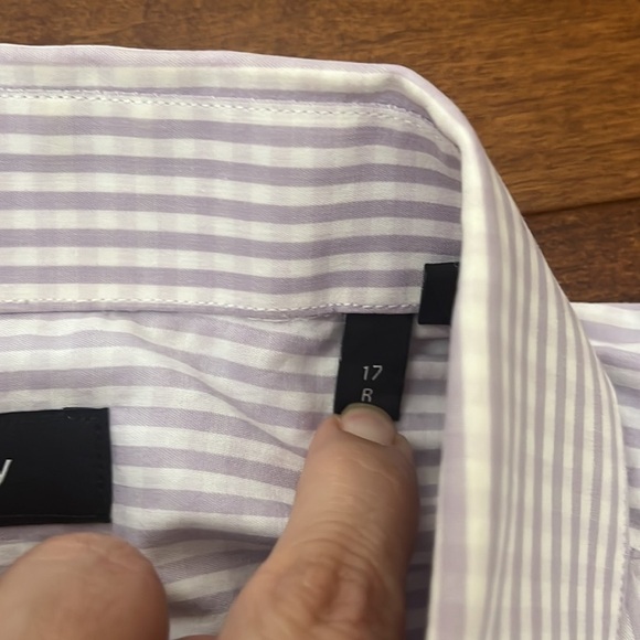 Theory mens lilac White Plaid Buttons Down Shirt Size 17 R - Picture 7 of 11
